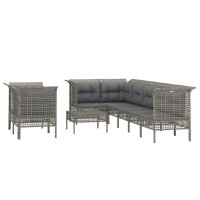 vidaXL 9-tlg. Garten-Lounge-Set mit Kissen Grau Poly Rattan