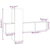 vidaXL 3-tlg. TV-Schrank-Set Braun Eichen-Optik Holzwerkstoff