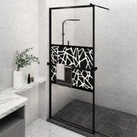 vidaXL Duschwand mit Ablage f&uuml;r Walk-In-Dusche Schwarz 90x195 cm ESG