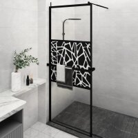 vidaXL Duschwand mit Ablage f&uuml;r Walk-In-Dusche Schwarz 80x195 cm ESG