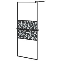 vidaXL Duschwand mit Ablage f&uuml;r Walk-In-Dusche Schwarz 80x195 cm ESG