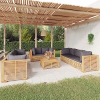 vidaXL 9-tlg. Garten-Lounge-Set mit Kissen Massivholz Teak