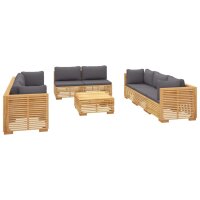 vidaXL 9-tlg. Garten-Lounge-Set mit Kissen Massivholz Teak