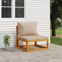 vidaXL Garten-Mittelsofa mit Taupe Kissen Massivholz Akazie