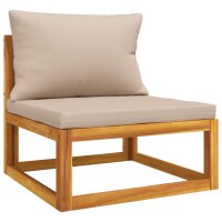 vidaXL Garten-Mittelsofa mit Taupe Kissen Massivholz Akazie