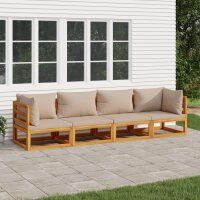 vidaXL 4-tlg. Garten-Lounge-Set mit Taupe Kissen Massivholz