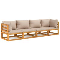 vidaXL 4-tlg. Garten-Lounge-Set mit Taupe Kissen Massivholz