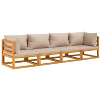 vidaXL 4-tlg. Garten-Lounge-Set mit Taupe Kissen Massivholz