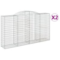 vidaXL Gabionen mit Hochbogen 2 Stk. 300x50x160/180cm...