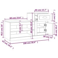 vidaXL Schuhschrank Hochglanz-Wei&szlig; 100x42x60 cm Holzwerkstoff