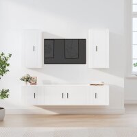 vidaXL 5-tlg. TV-Schrank-Set Hochglanz-Wei&szlig; Holzwerkstoff