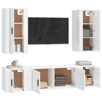 vidaXL 5-tlg. TV-Schrank-Set Hochglanz-Wei&szlig; Holzwerkstoff