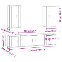 vidaXL 5-tlg. TV-Schrank-Set Hochglanz-Wei&szlig; Holzwerkstoff