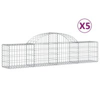 vidaXL Gabionen mit Hochbogen 5 Stk. 200x30x40/60 cm Verzinktes Eisen