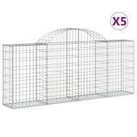 vidaXL Gabionen mit Hochbogen 5 Stk. 200x30x80/100 cm Verzinktes Eisen