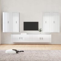 vidaXL 6-tlg. TV-Schrank-Set Hochglanz-Wei&szlig; Holzwerkstoff