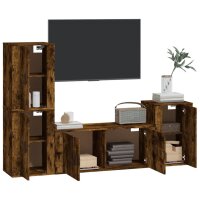 vidaXL 4-tlg. TV-Schrank-Set R&auml;uchereiche Holzwerkstoff