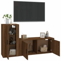 vidaXL 2-tlg. TV-Schrank-Set Braun Eichen-Optik Holzwerkstoff