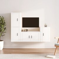 vidaXL 4-tlg. TV-Schrank-Set Hochglanz-Wei&szlig; Holzwerkstoff