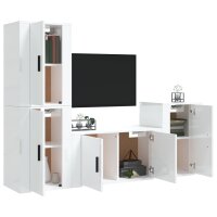 vidaXL 4-tlg. TV-Schrank-Set Hochglanz-Wei&szlig; Holzwerkstoff