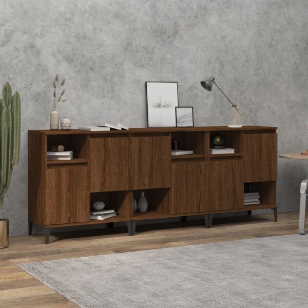 vidaXL Sideboards 3 Stk. Braun Eichen-Optik 60x35x70 cm Holzwerkstoff