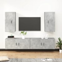 vidaXL 4-tlg. TV-Schrank-Set Betongrau Holzwerkstoff