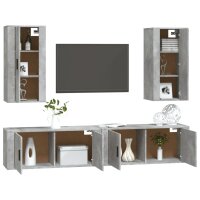 vidaXL 4-tlg. TV-Schrank-Set Betongrau Holzwerkstoff