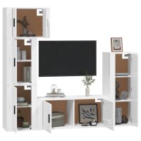 vidaXL 5-tlg. TV-Schrank-Set Hochglanz-Wei&szlig; Holzwerkstoff