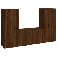 vidaXL 3-tlg. TV-Schrank-Set Braun Eichen-Optik Holzwerkstoff