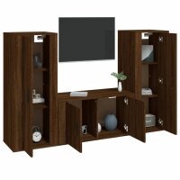 vidaXL 3-tlg. TV-Schrank-Set Braun Eichen-Optik Holzwerkstoff