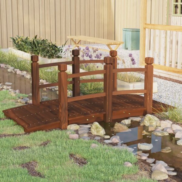 vidaXL Gartenbr&uuml;cke mit Gel&auml;nder 150x67x56 cm Massivholz Fichte