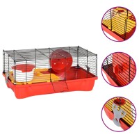 vidaXL Hamsterk&auml;fig Rot 58x32x36 cm Polypropylen und Metall