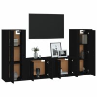 vidaXL 4-tlg. TV-Schrank-Set Schwarz Holzwerkstoff