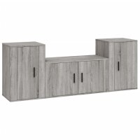 vidaXL 3-tlg. TV-Schrank-Set Grau Sonoma Holzwerkstoff