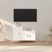 vidaXL 2-tlg. TV-Schrank-Set Weiß Holzwerkstoff