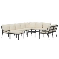 vidaXL 11-tlg. Garten-Lounge-Set mit Sandfarbigen Kissen Stahl