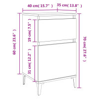 vidaXL Nachttische 2 Stk. Wei&szlig; 40x35x70 cm