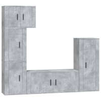 vidaXL 5-tlg. TV-Schrank-Set Betongrau Holzwerkstoff