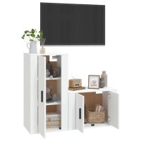 vidaXL 2-tlg. TV-Schrank-Set Weiß Holzwerkstoff