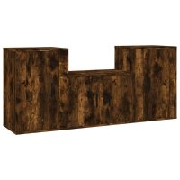 vidaXL 3-tlg. TV-Schrank-Set Räuchereiche Holzwerkstoff