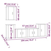 vidaXL 5-tlg. TV-Schrank-Set Braun Eichen-Optik Holzwerkstoff