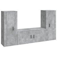 vidaXL 3-tlg. TV-Schrank-Set Betongrau Holzwerkstoff