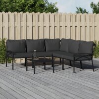 vidaXL 6-tlg. Garten-Lounge-Set mit Grauen Kissen Stahl