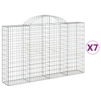 vidaXL Gabionen mit Hochbogen 7 Stk. 200x30x120/140cm Verzinktes Eisen