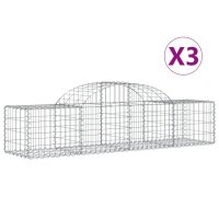 vidaXL Gabionen mit Hochbogen 3 Stk. 200x50x40/60 cm Verzinktes Eisen