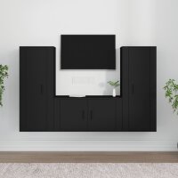 vidaXL 3-tlg. TV-Schrank-Set Schwarz Holzwerkstoff