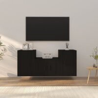 vidaXL 3-tlg. TV-Schrank-Set Schwarz Holzwerkstoff