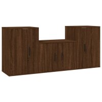 vidaXL 3-tlg. TV-Schrank-Set Braun Eichen-Optik...