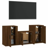 vidaXL 3-tlg. TV-Schrank-Set Braun Eichen-Optik Holzwerkstoff