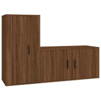 vidaXL 2-tlg. TV-Schrank-Set Braun Eichen-Optik Holzwerkstoff